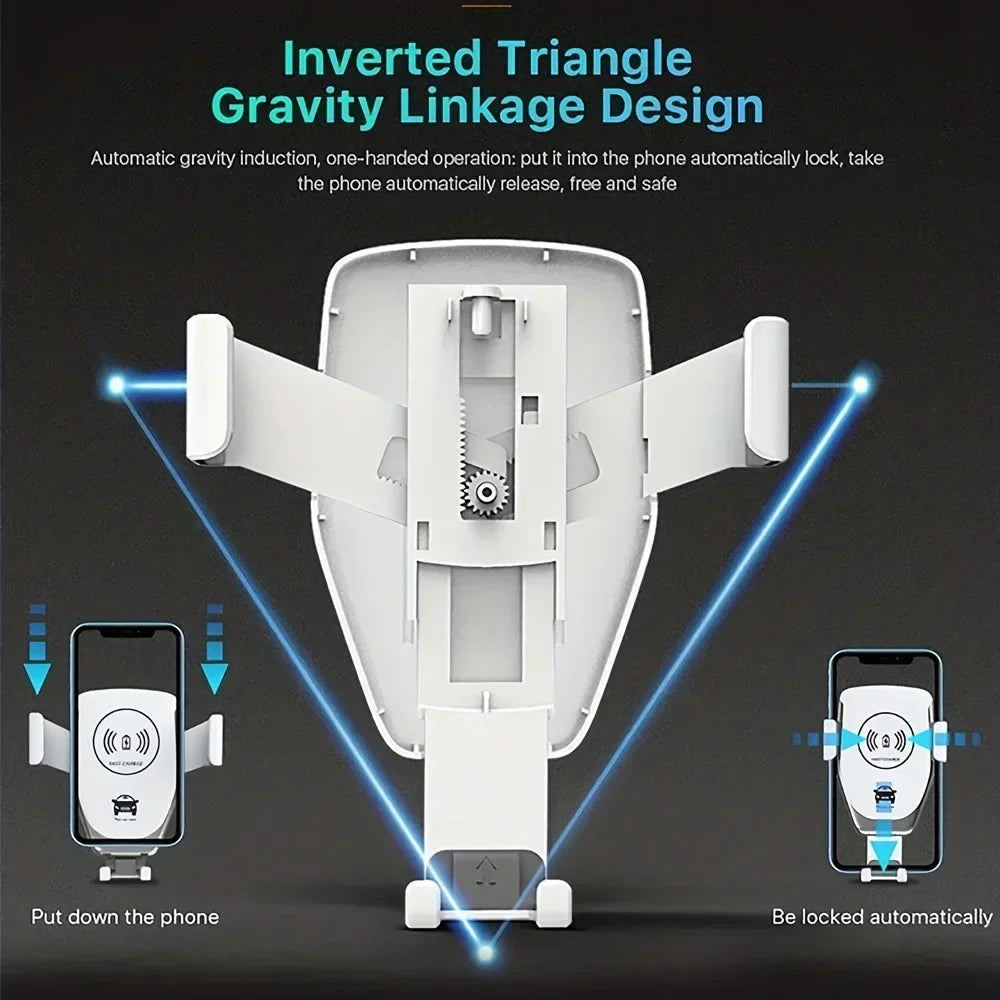 DRIVOLT Car Phone Holder with 30W Wireless Charger | Automatic Locking | Qi Charging & Safety Features | For Air Vents