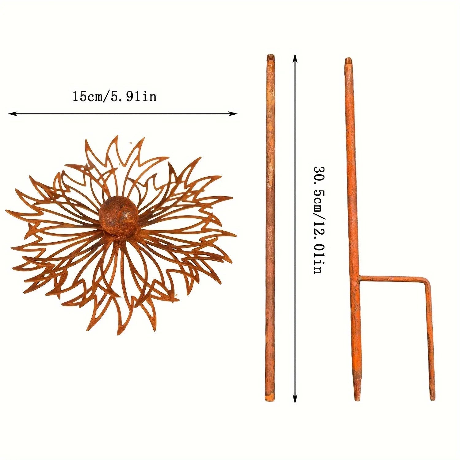 FLORUSTA Garden Stake Bluebonnet | Rust Look Metal | Rustic Garden Decoration