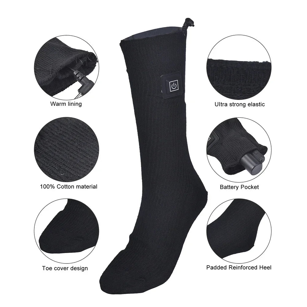 Electric Heated Socks | USB Warm Socks for Women & Men | 3 Heat Settings | Ideal for Skiing, Cycling & Outdoor | ThermaStep