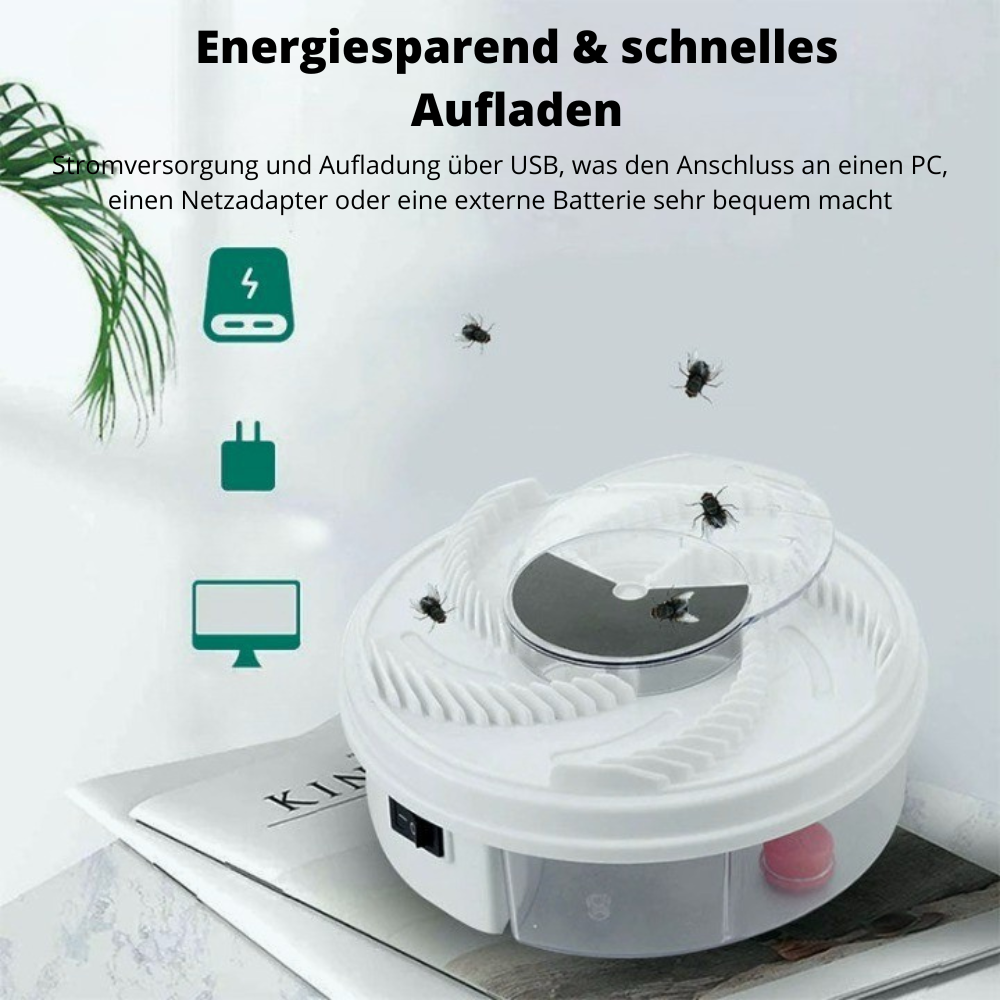 InsektoSilent Fly Trap with Rotation & Bait Chambers | Quiet & Environmentally Friendly | For Indoor & Outdoor Use