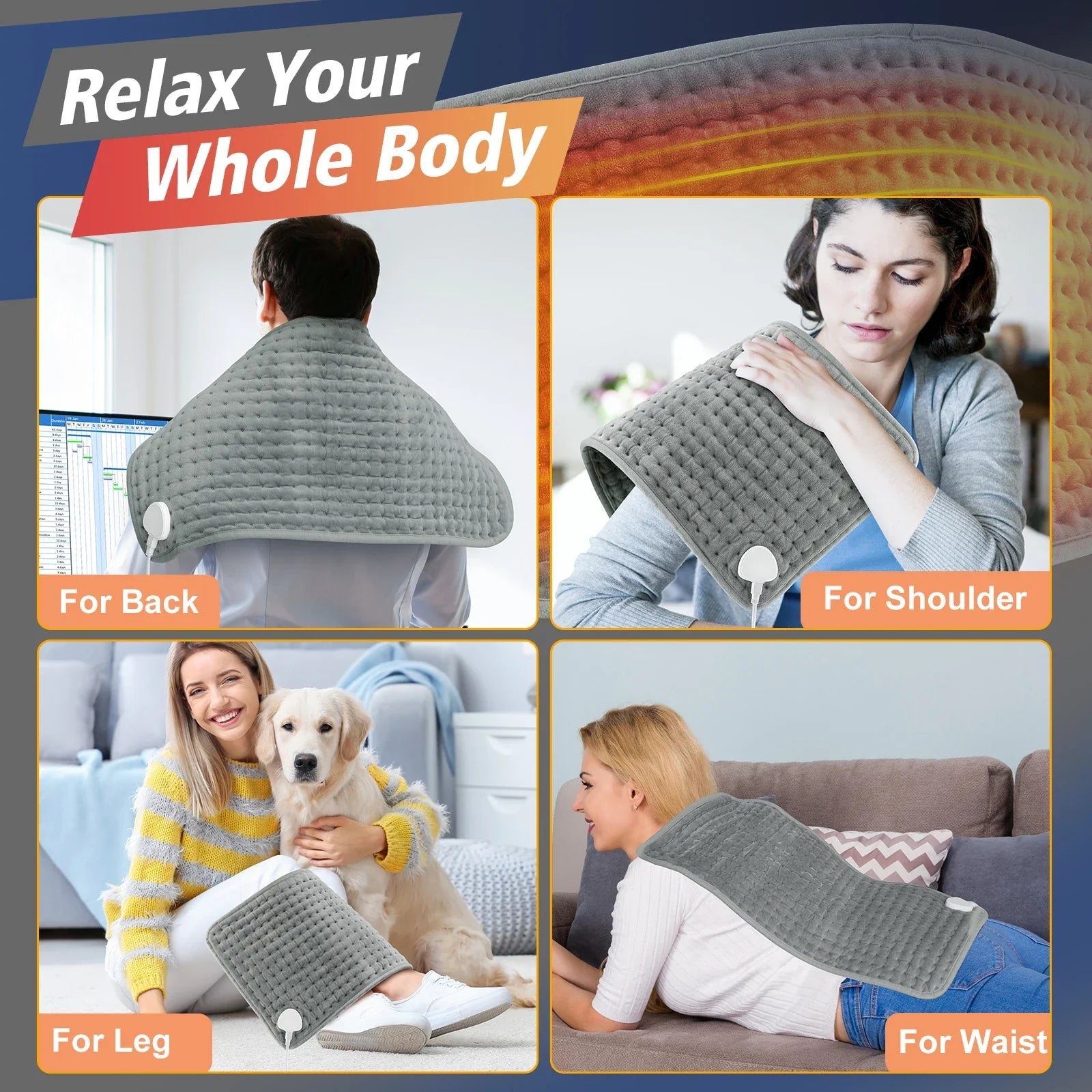 CosiTherm Heating Pad | 9 Temperature Settings & 4 Timer Options | Super Soft Microfleece | 58×29 cm