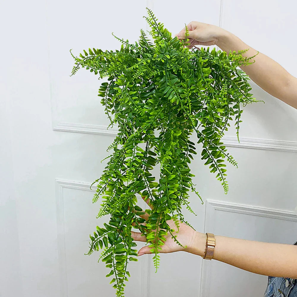 Evergriva Hanging Plant Artificial | 90 cm Boston Fern Look | Low Maintenance & UV Resistant | For Indoor & Outdoor