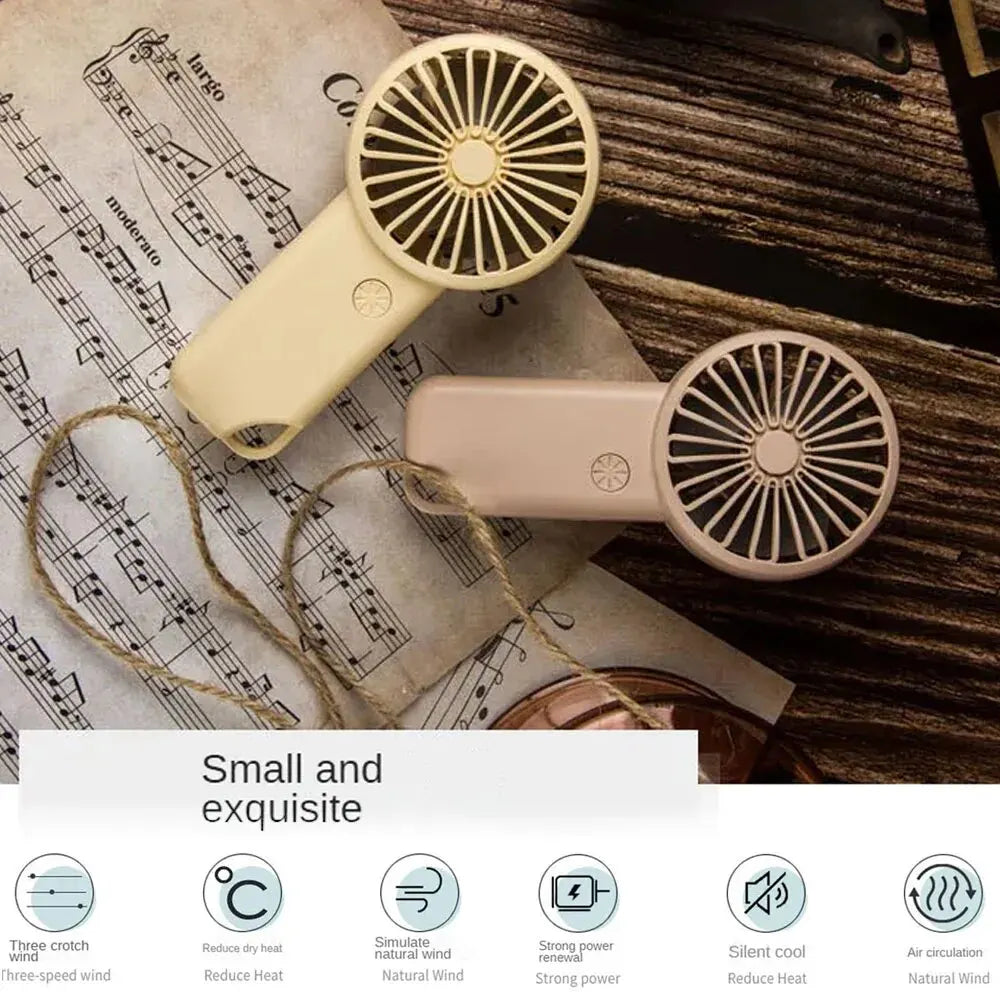 Brisola Mini Hand Fan with USB Charging | 3 Speed Levels & LED Display | Portable Battery Fan for Office, Travel & Sports