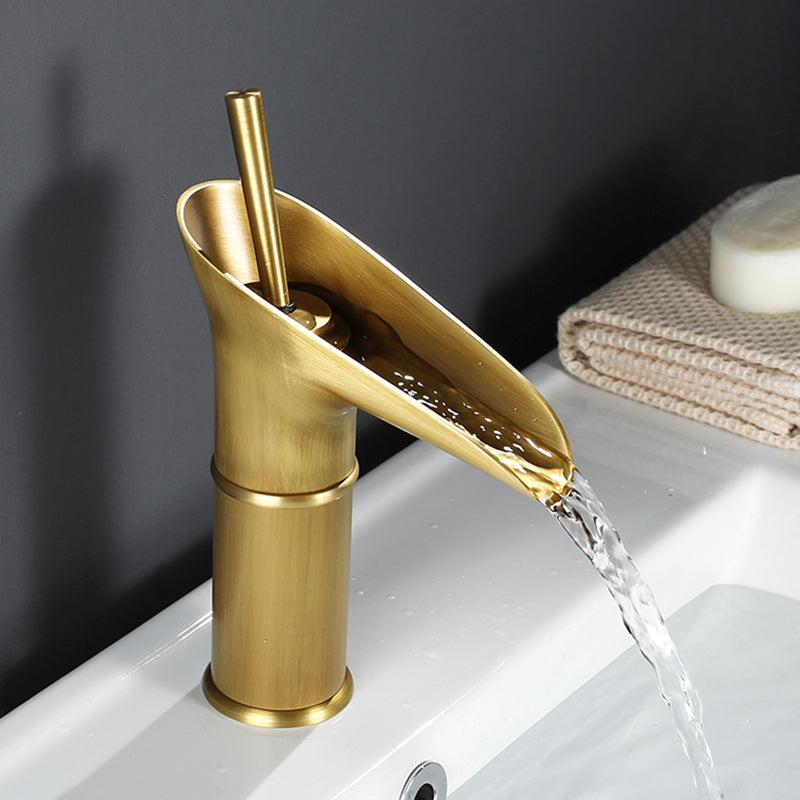 AquaVintura Antique Waterfall Basin Faucet | Brass Mixer Tap with Single Lever | Hot & Cold Water | Bronze Finish