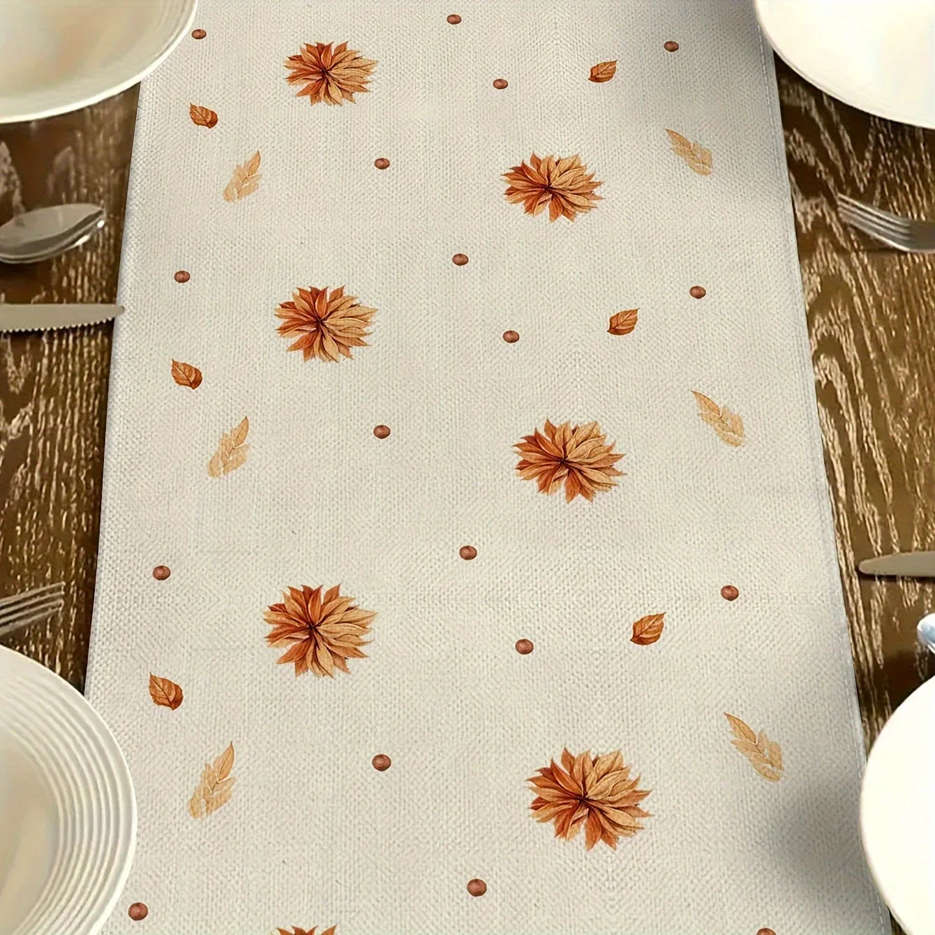 Autumna Autumn Table Runner | Pumpkin & Floral Motif | Washable & Durable | Linen Look | 150–275 × 33 cm
