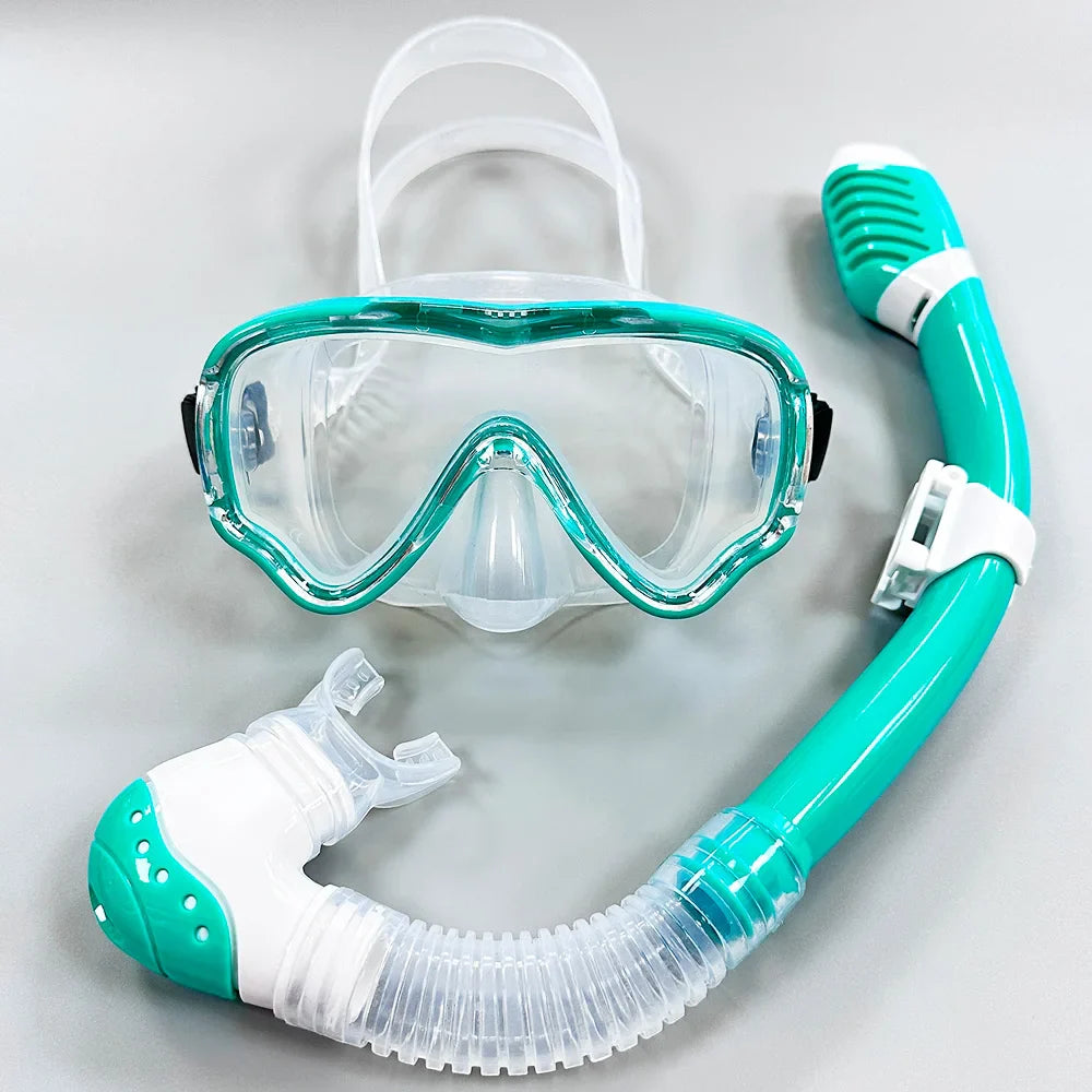 AquaJuni Kids Diving Mask with Snorkel | Anti-Fog & Leak-Proof | Tempered Glass & Silicone | For Boys & Girls 7–15 Years