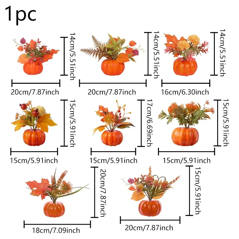 Decorative Pumpkin AutumnCharm | Artificial Pumpkin with Maple Leaves | Autumn, Halloween & Thanksgiving Decoration