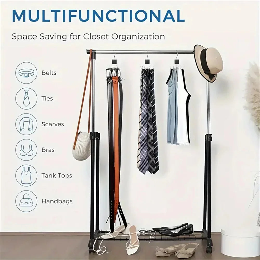 Hangello Clothes Hook Organizer 6-way | Rotatable & Space-saving | For Belts, Bras, Scarves & Ties | Metal