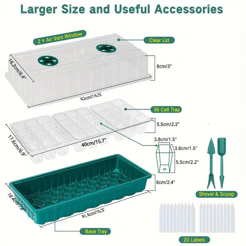 Growmida Indoor Growing Kit | With LED Plant Light & Adjustable Humidity Cover | 36-Cell Propagation Station | Including Accessories