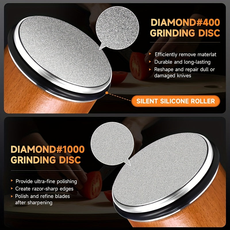 EdgeCraft DuoSharp Sharpening Stone Set | Diamond Stone with Magnetic Holder | 15° & 20° Sharpening Angle | Wood & Metal