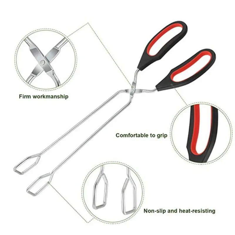Gripflame Grill Tongs with Scissor Handle | 9/11/12 Inch | Heat Resistant & Non-Slip | BBQ Tongs for Meat, Bread & Vegetables | Ideal for Grill, Kitchen & Outdoor