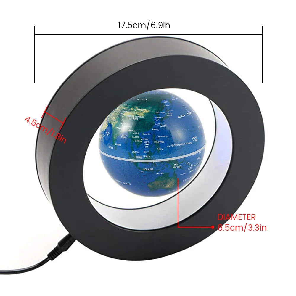 Floating Globe MagnoGlobe | Magnetic Levitation | LED Lighting | 17.5 × 17.5 × 4.5 cm | Gift Idea