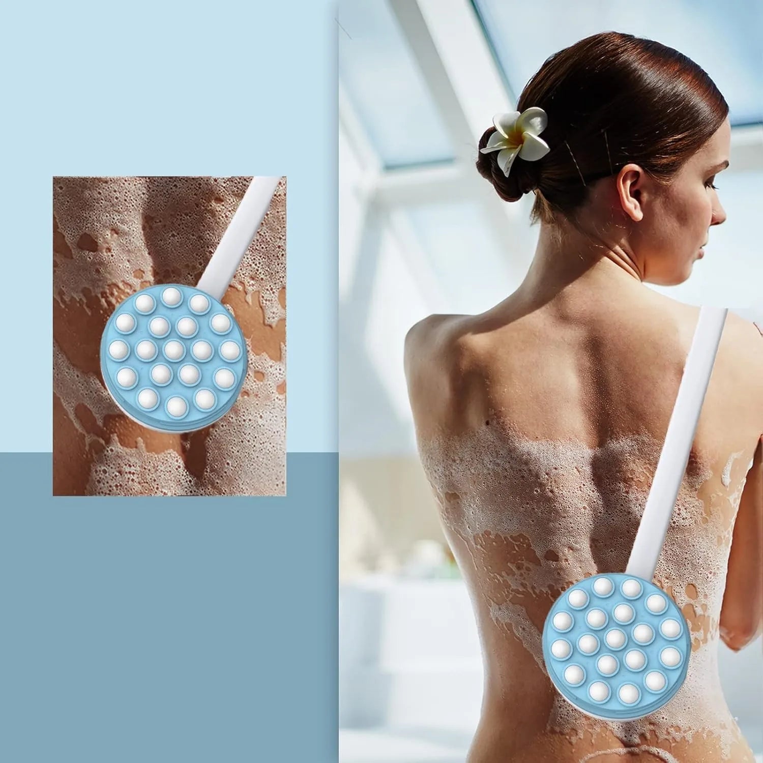Bodyluna | Rückenbürste mit Langem Griff | Lotion- & Duschapplikator | Körpermassage & Peeling