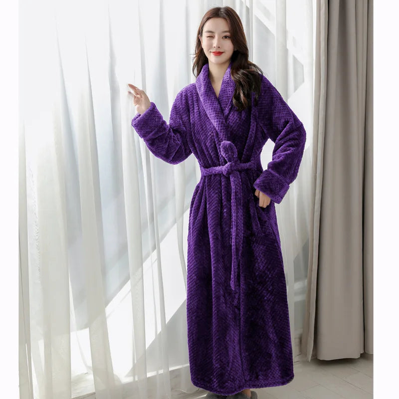 Bathrobe Long | Fluffy & Warm | With Shawl Collar & Belt