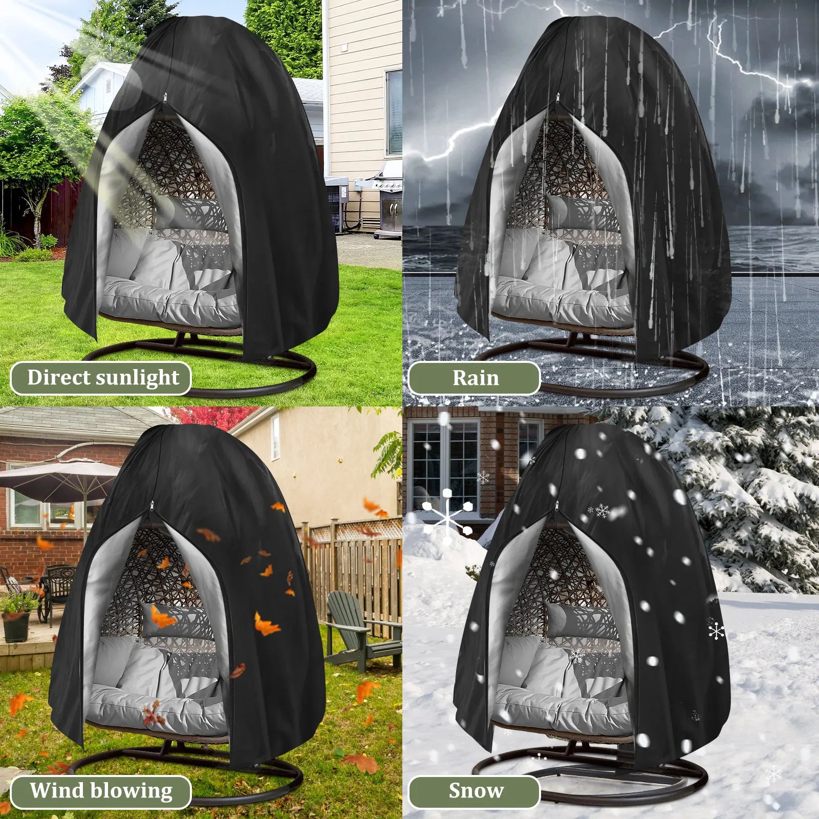CocoonShield Hängesessel Schutzhülle | Wasserfest & UV-Schutz | Polyester | 190x115 / 200x230 cm