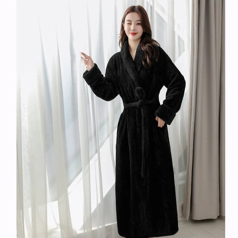 Bathrobe Long | Fluffy & Warm | With Shawl Collar & Belt