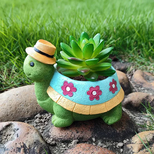 Terranova | Titel: Schildkröten-Pflanzgefäß | Dekorativer Blumentopf | Wetterfest | Für Innen- und Außenbereich