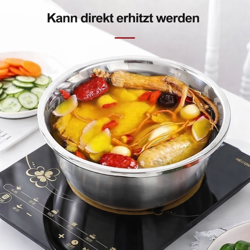 EdelSieb Küchenset | Edelstahl | 3-teiliges Sieb-, Schüssel- & Abtropfset