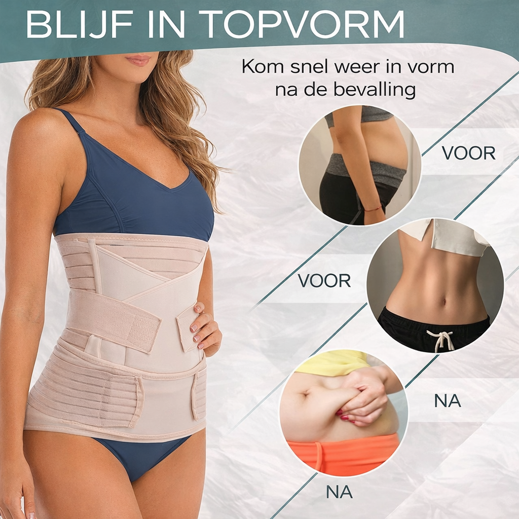 Mamalora | 3-in-1 Postpartum-Stützgürtel | Bauch-, Taillen- & Beckenband | Verstellbare Unterstützung nach der Geburt