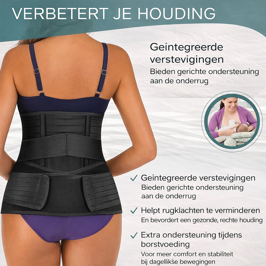 Mamalora | 3-in-1 Postpartum-Stützgürtel | Bauch-, Taillen- & Beckenband | Verstellbare Unterstützung nach der Geburt