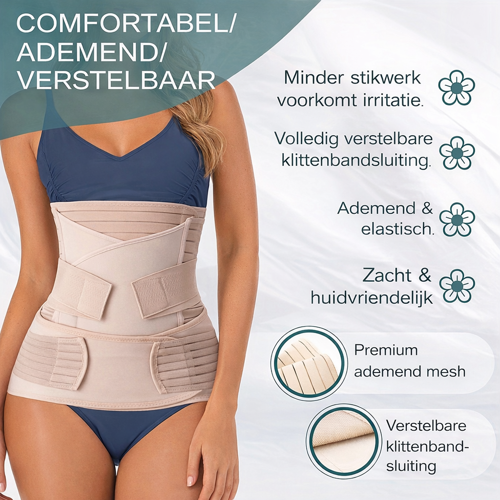 Mamalora | 3-in-1 Postpartum-Stützgürtel | Bauch-, Taillen- & Beckenband | Verstellbare Unterstützung nach der Geburt