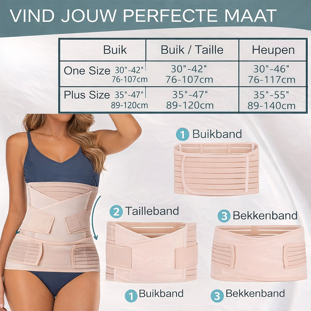 Mamalora | 3-in-1 Postpartum-Stützgürtel | Bauch-, Taillen- & Beckenband | Verstellbare Unterstützung nach der Geburt
