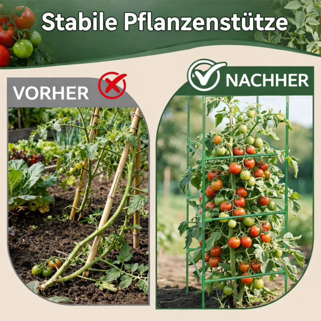 Plantora | Pflanzenstützen Set | Modulares Rankhilfesystem | Stahlkern | 90–160 cm