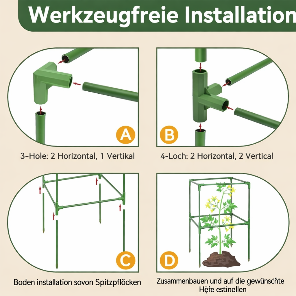Plantora | Pflanzenstützen Set | Modulares Rankhilfesystem | Stahlkern | 90–160 cm