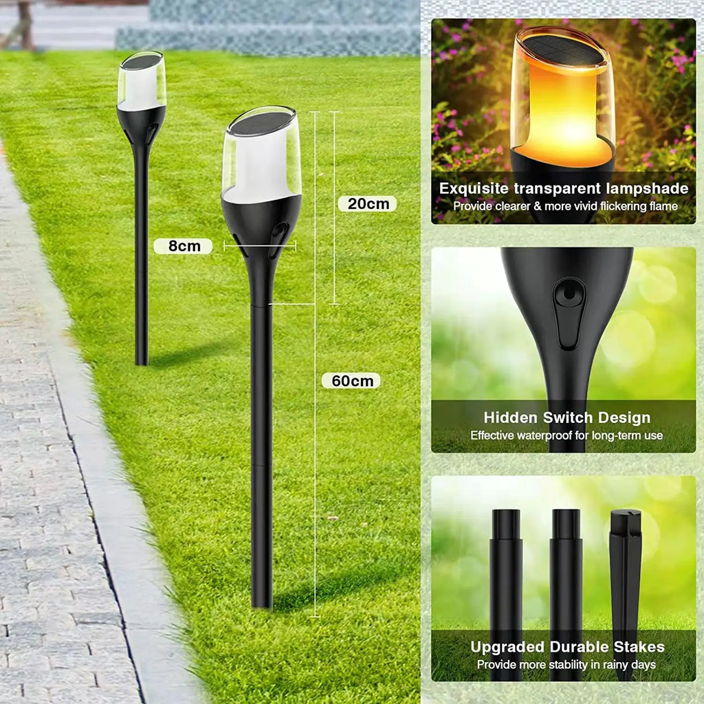 Flamora | Solar-Fackelleuchten mit Flammeneffekt | LED-Gartenleuchten | IP65 Wasserdicht | Für Garten und Terrasse