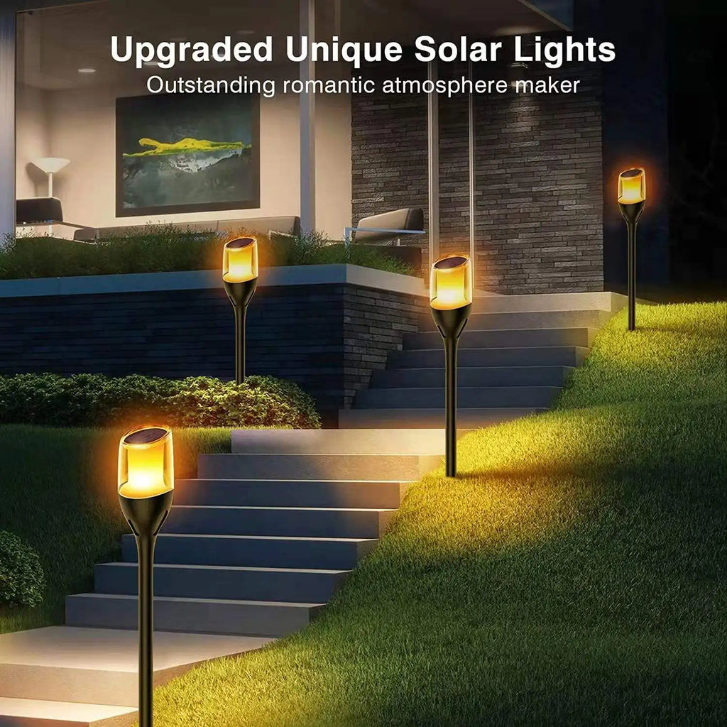 Flamora | Solar-Fackelleuchten mit Flammeneffekt | LED-Gartenleuchten | IP65 Wasserdicht | Für Garten und Terrasse