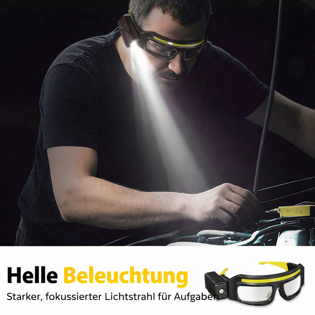 LumiWerk | Arbeitsbrille mit LED-Beleuchtung | Freihändige Präzisionsarbeit | USB-Aufladbar
