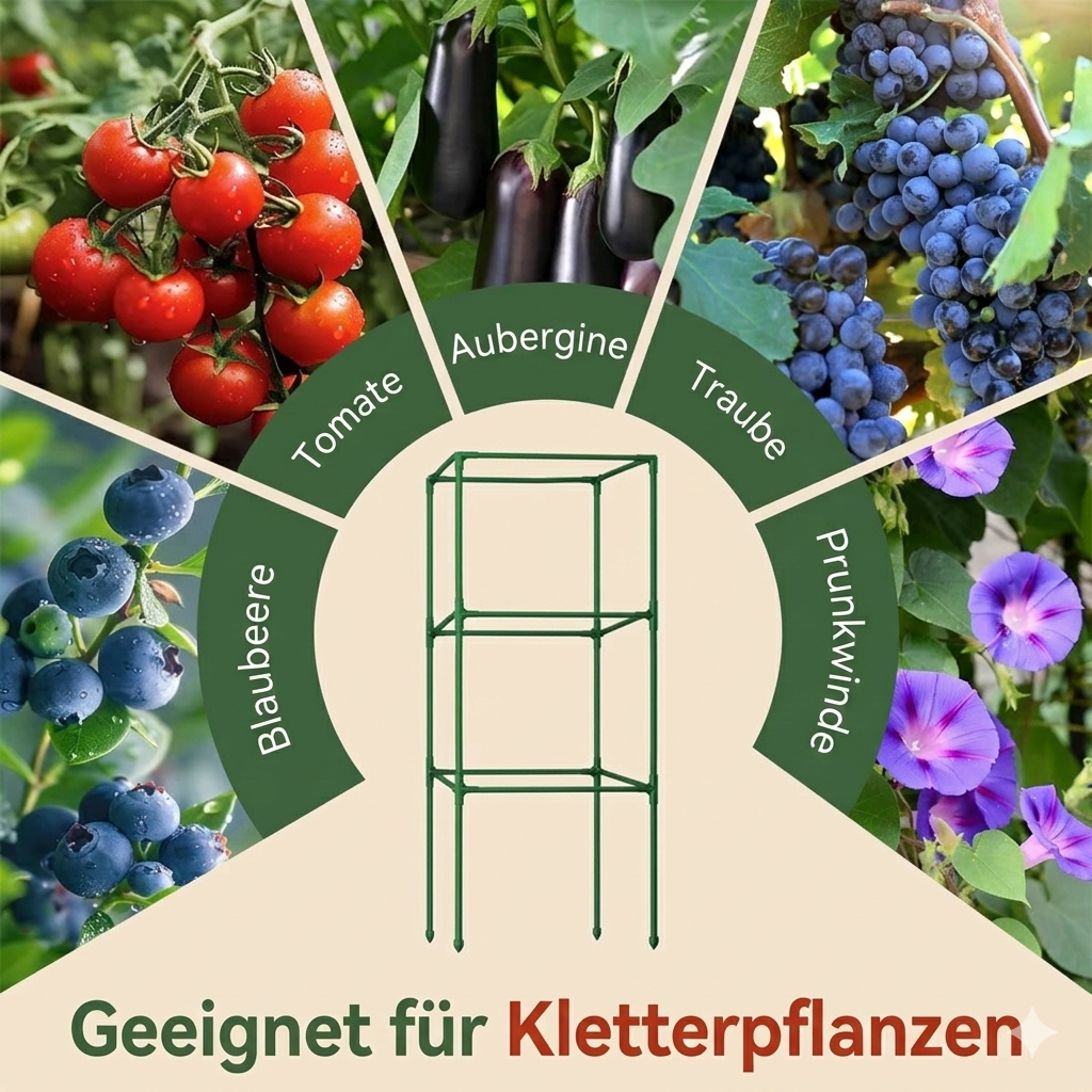 Plantora | Pflanzenstützen Set | Modulares Rankhilfesystem | Stahlkern | 90–160 cm