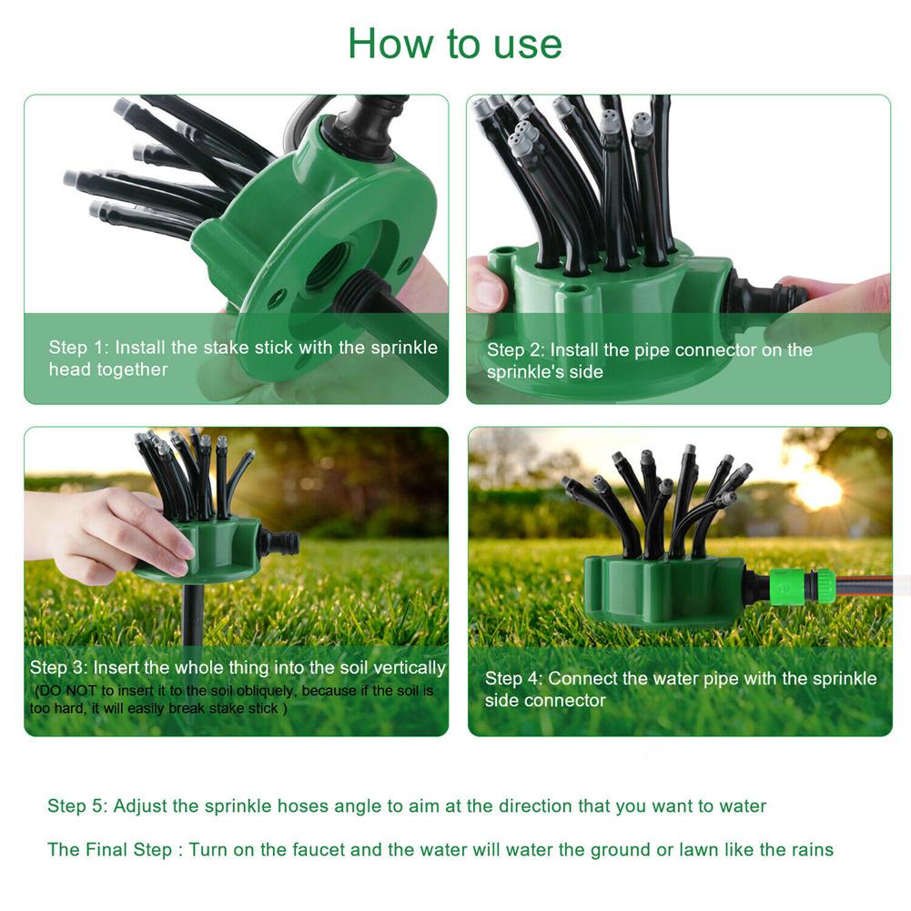 AquaFlexa | Flexibler Gartenregner | Faltbares Bewässerungssystem | 9 cm Basis | Für Rasen, Beete & Pflanzen