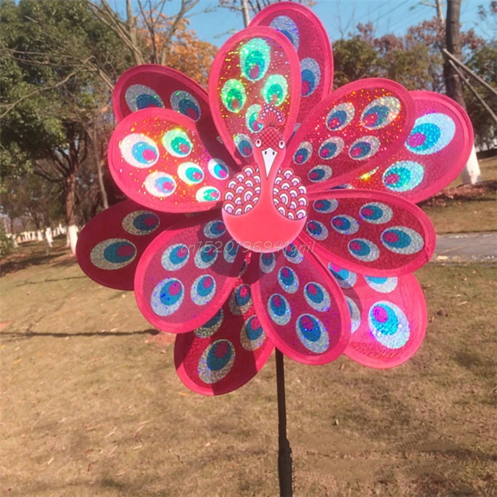Windoria | Doppelter Windspinner mit Pailletten | Farbwechsel-Effekt | Garten- & Balkondekoration | Ø 38 cm