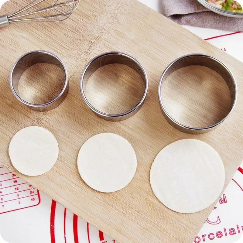 BakeForma Ausstechformen Rund 3er Set | Edelstahl | Für Teig & Dumpling-Hüllen