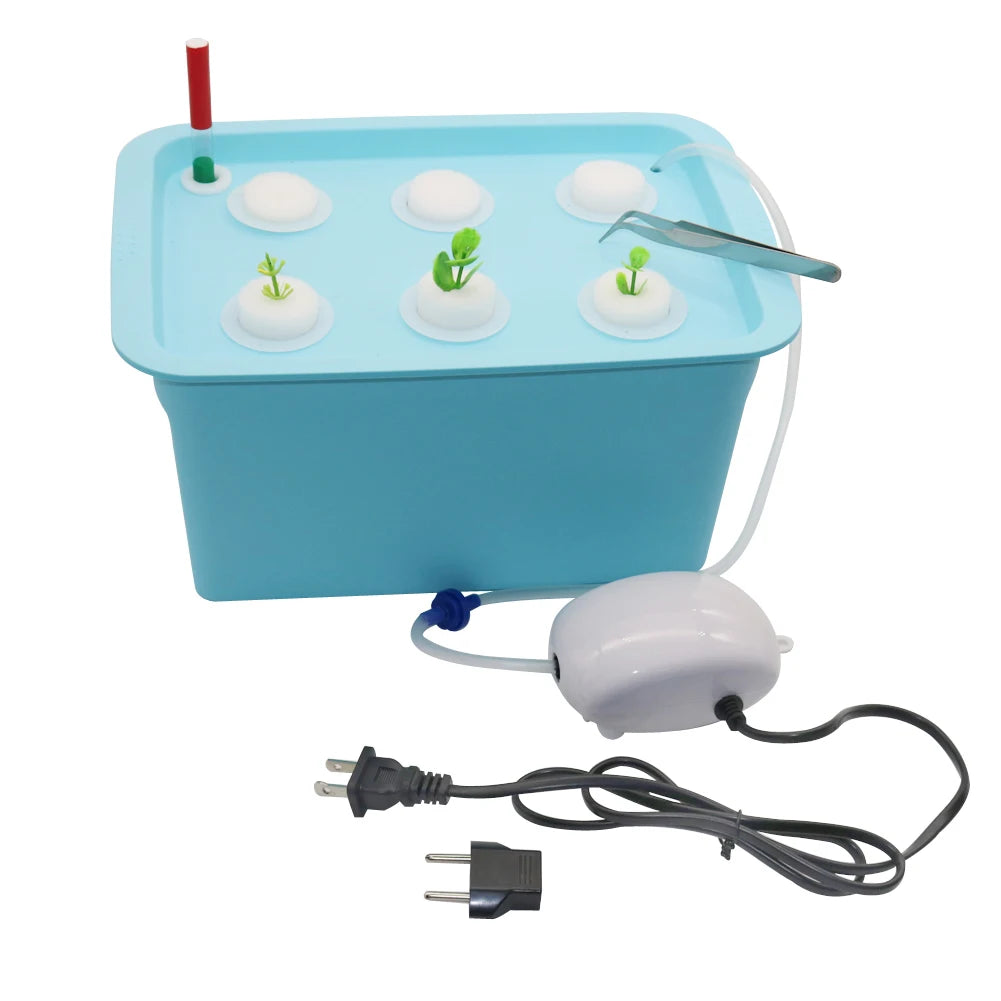HydroBloom Hydroponik System 6er Set | DWC Anzuchtbox | 220V Luftpumpe EU-Stecker
