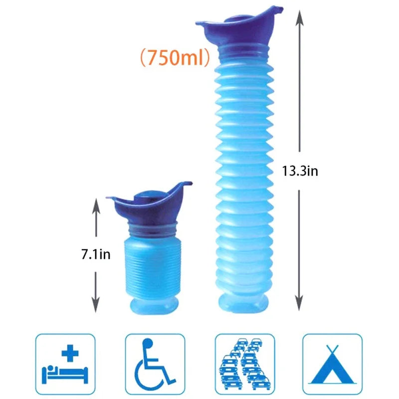 TravelRelief | Faltbares Reise-Urinal 750 ml | Tragbare Notfall-Toilette für Reisen, Camping und Outdoor-Aktivitäten