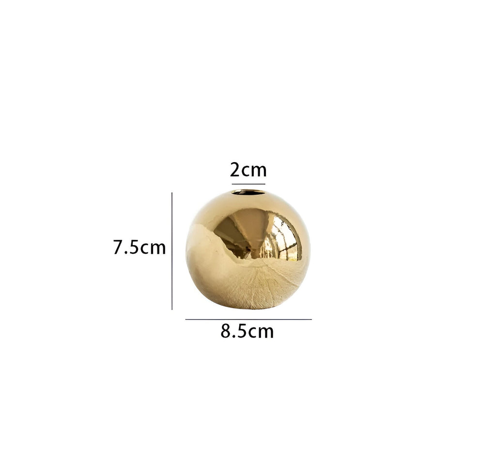 Ceramic Vase Aurelia Gold | Round Shape with Glossy Finish | Timeless Elegant & Versatile | For Flowers & Decor