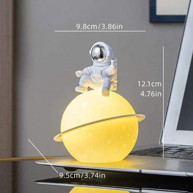 AstroLume Astronaut Sculpture with Planet Night Light | Modern Decorative Highlight | Eco-friendly PVC & ABS | 9.8 x 12.1 cm