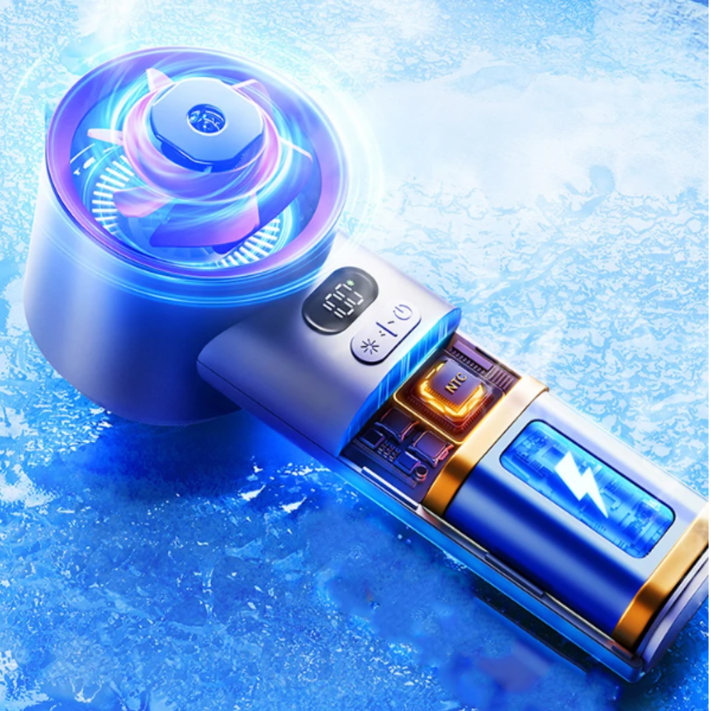 BreezeForce | Handventilator mit Turbo-Luftstrom | 100 Geschwindigkeitsstufen | USB-Aufladbar | 3600 mAh