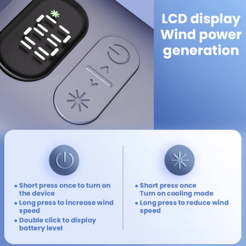 BreezeForce | Handventilator mit Turbo-Luftstrom | 100 Geschwindigkeitsstufen | USB-Aufladbar | 3600 mAh