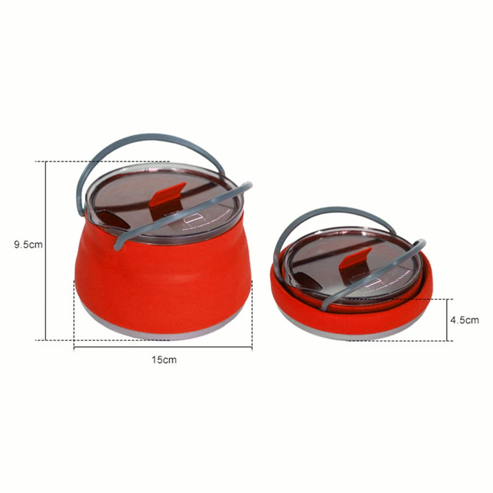 FoldCook Camping Kochtopf Faltbar 2,5L | Hitzebeständig | Silikon Edelstahl | Leicht Tragbar