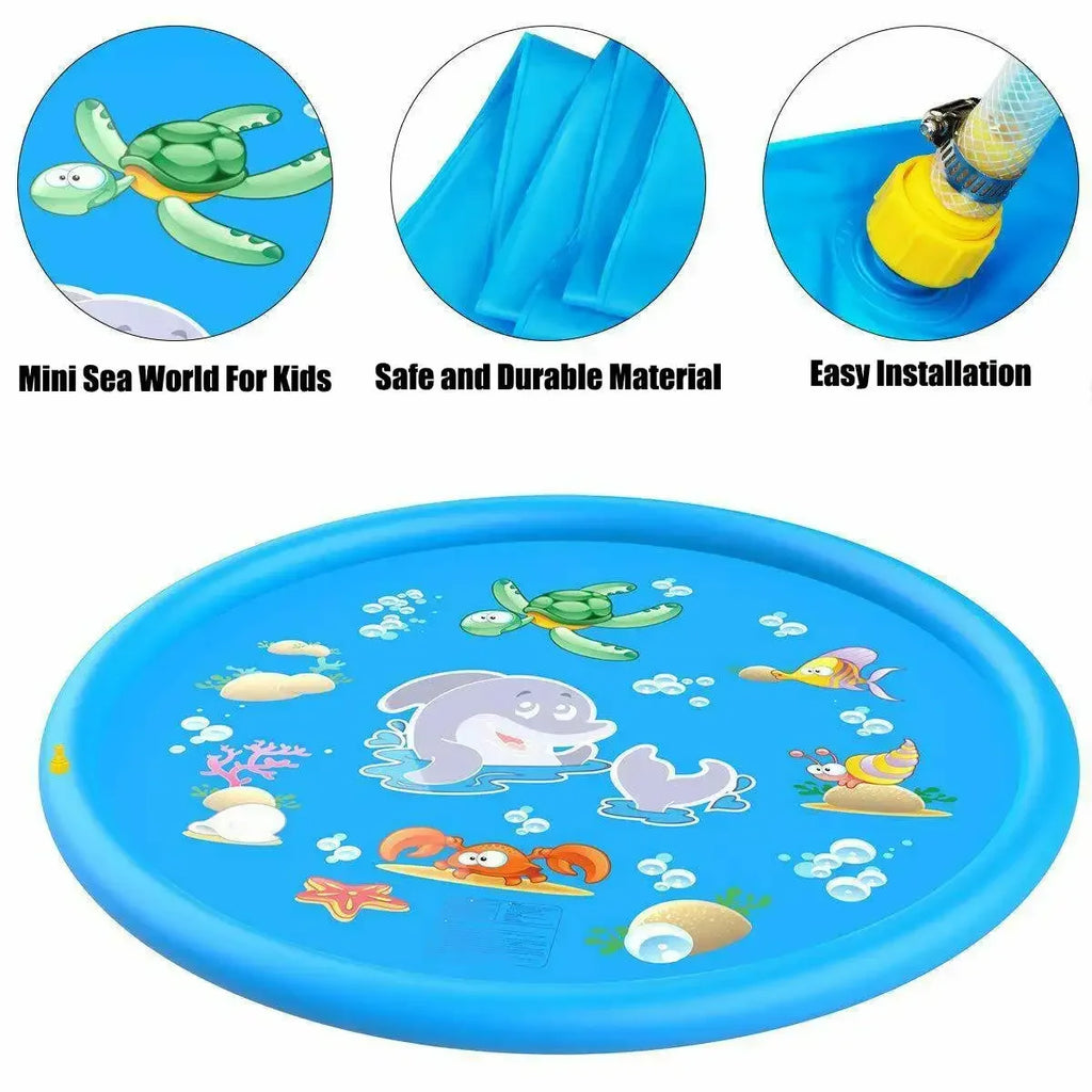 Splashino | Kinder Wasserspielmatte mit Sprinkler | Aufblasbare Sprühmatte aus PVC | 100 cm / 170 cm