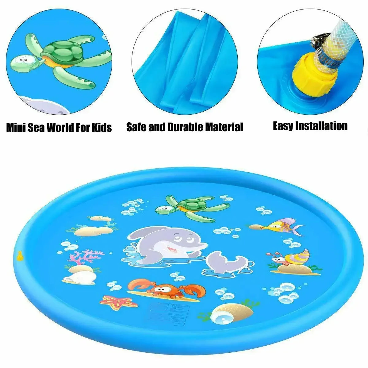 Splashino | Kinder Wasserspielmatte mit Sprinkler | Aufblasbare Sprühmatte aus PVC | 100 cm / 170 cm