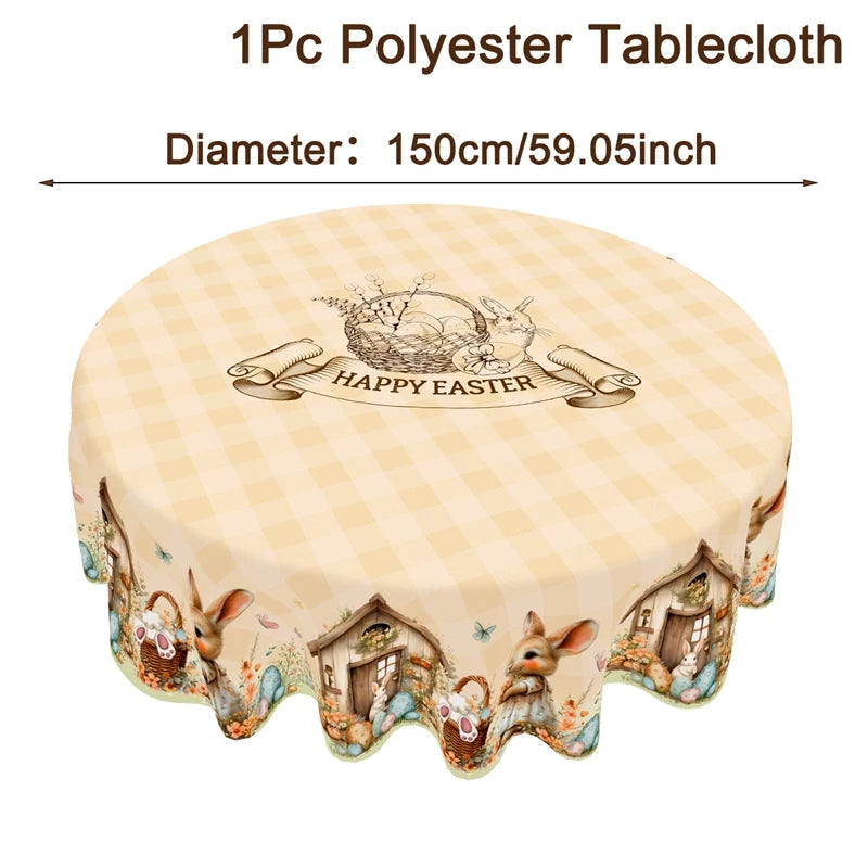 Frühlingstisch Oster Tischläufer | Vintage Hasen Eier Blumen Motiv | Frühlings Tischdekoration für Esstisch Küche