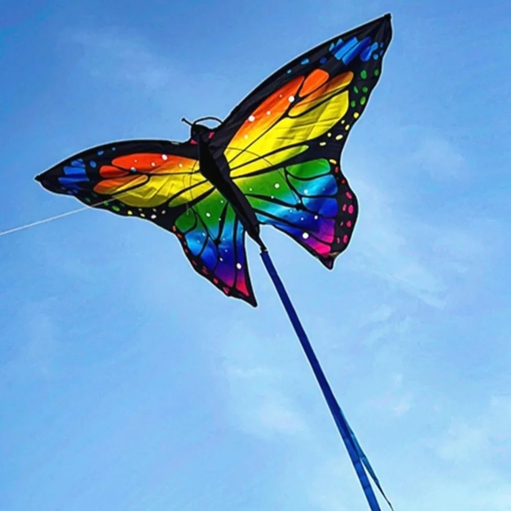 FlutterFly Schmetterlingsdrachen 1,45 m | Bunter Outdoor-Spiel-Drachen für Kinder | Stabil & Leicht Steuerbar