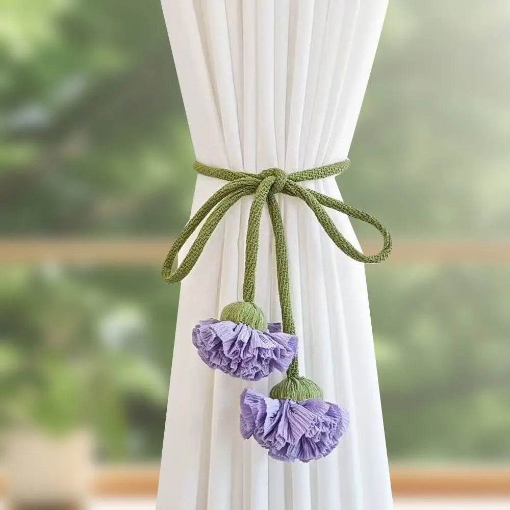 Blumina Vorhanghalter in Blumenform | Elastische Vorhangraffhalter ohne Bohren | Dekorative Fensterhalterung für Kinderzimmer & Wohnräume