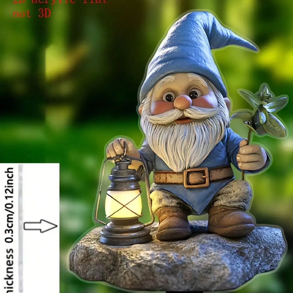 GNOMERIA Gartenstecker Zwerg | Acryl | Wetterfest | Blumentopf & Rasen Dekoration