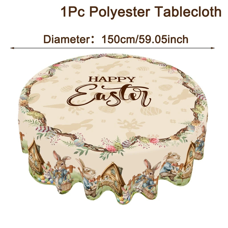 Frühlingstisch Oster Tischläufer | Vintage Hasen Eier Blumen Motiv | Frühlings Tischdekoration für Esstisch Küche