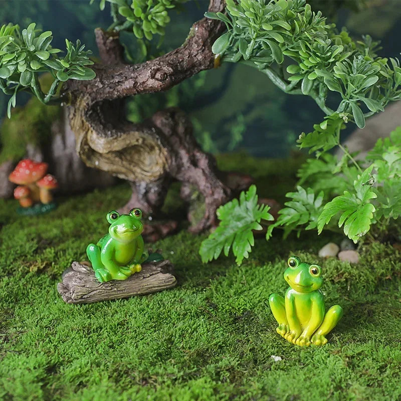 MiniFrogs Deko Frosch Figuren  Kawaii Mini Garten Deko | Harz Handbemalt | Blumentopf Zubehör